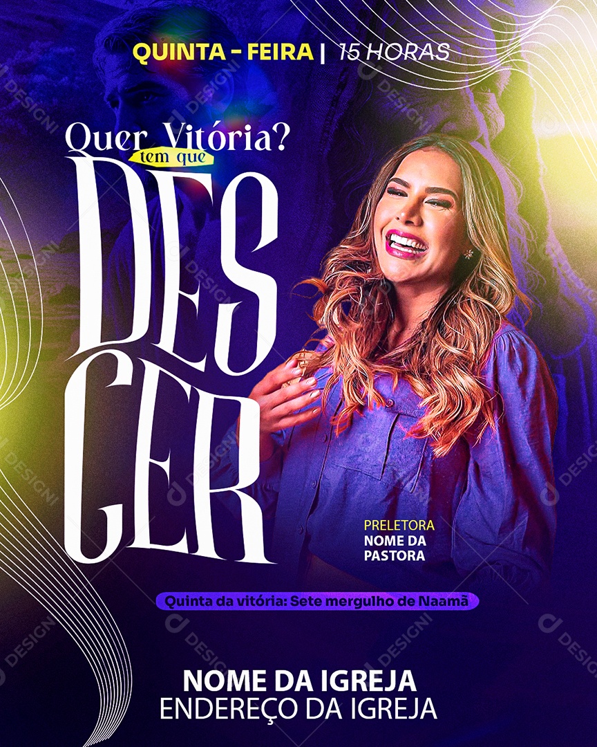 Flyer Gospel Quer Vitória Tem Que Descer Social Media PSD Editável