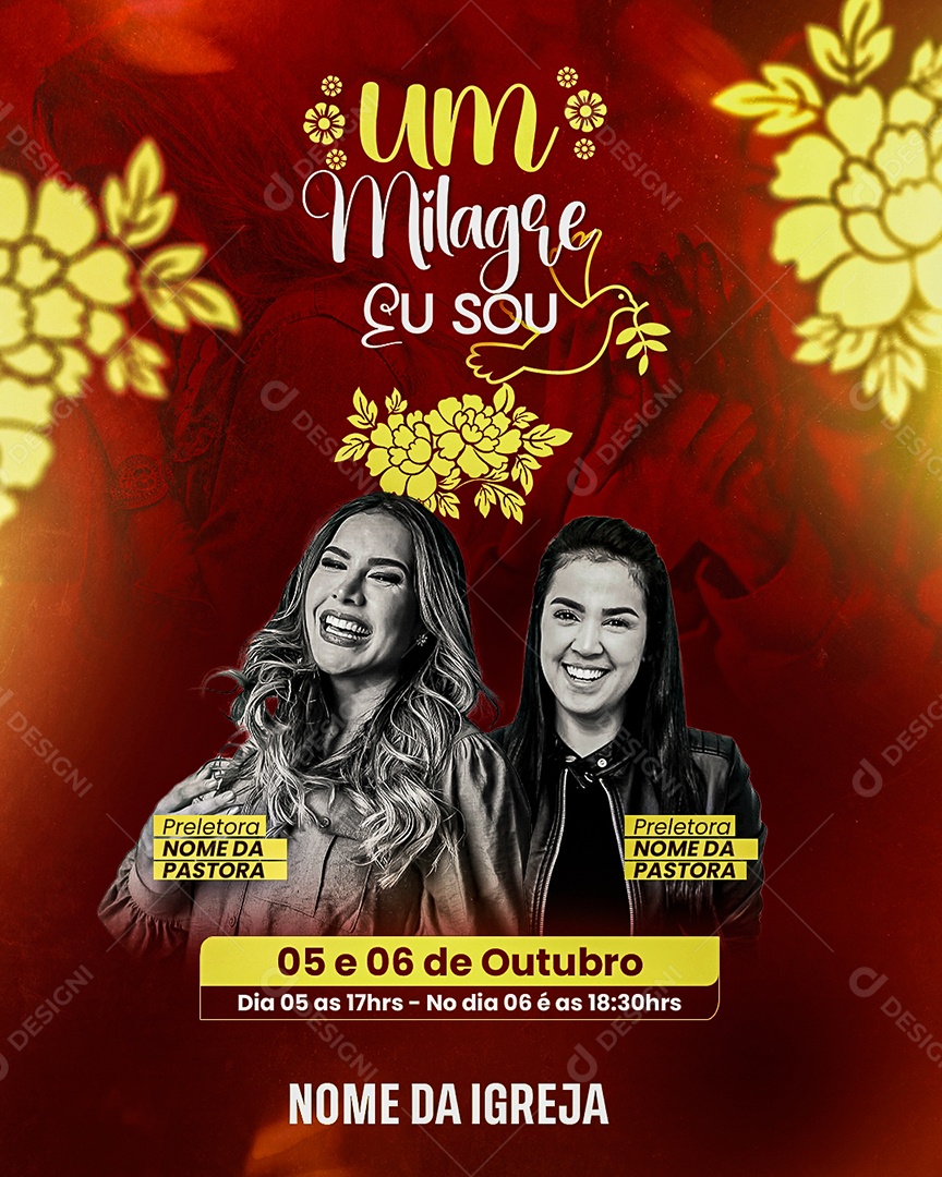 Flyer Gospel Um Milagre Eu Sou Social Media PSD Editável
