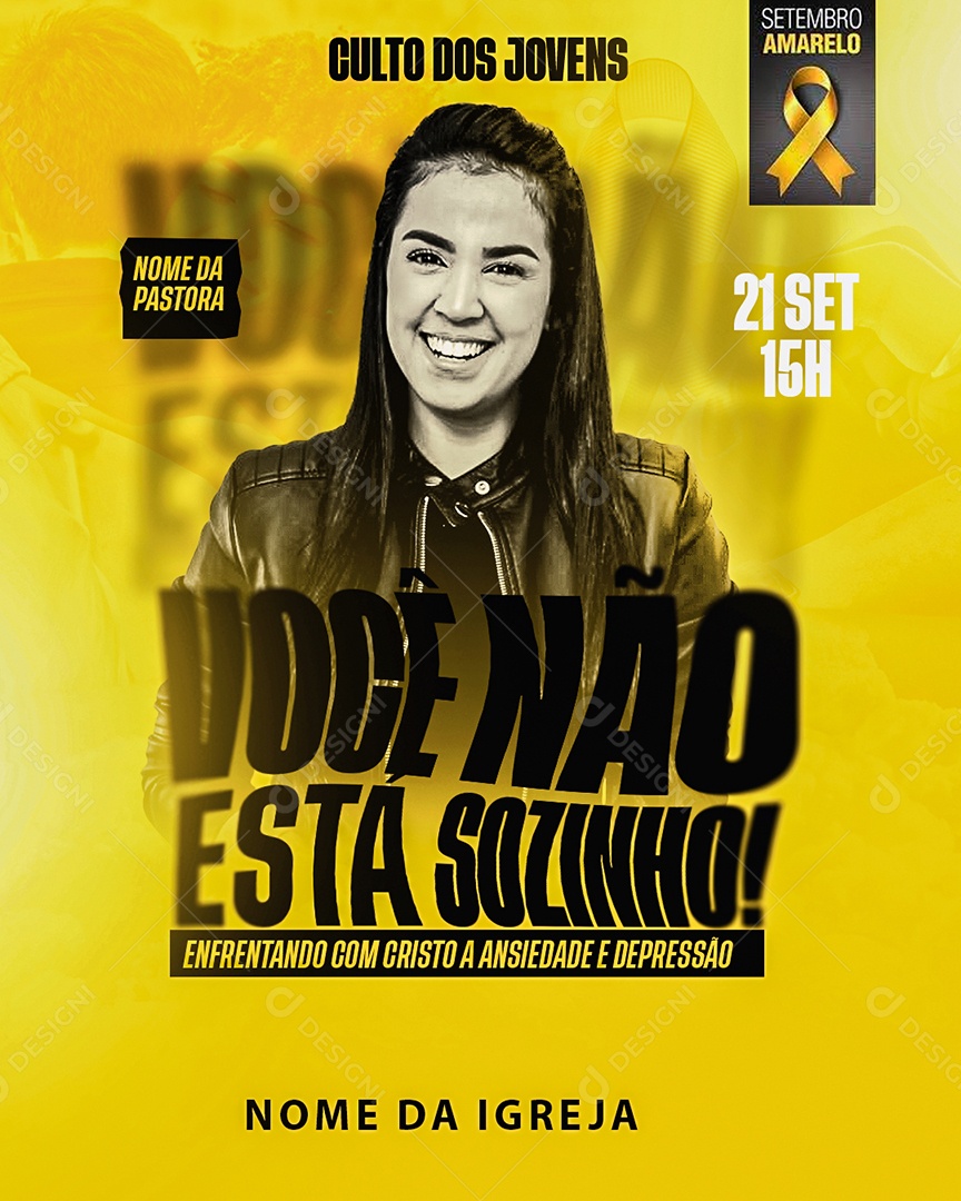 Flyer Gospel Você Não Está Sozinho Social Media PSD Editável