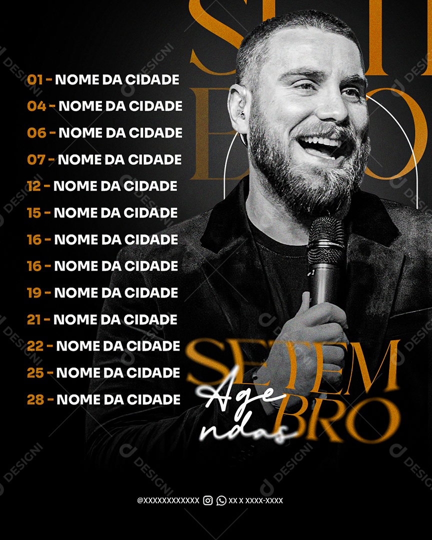 Flyer Gospel Agendas Setembro Social Media PSD Editável