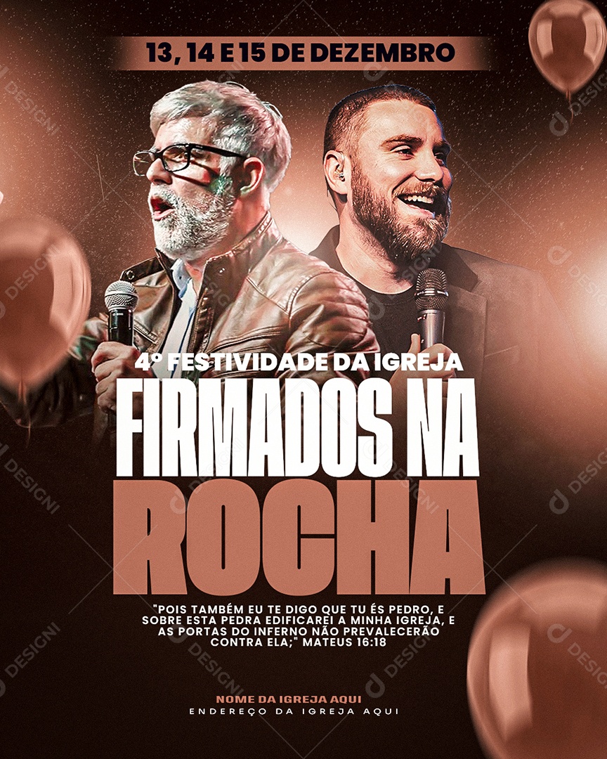 Flyer Gospel A Festividade da Igreja Social Media PSD Editável