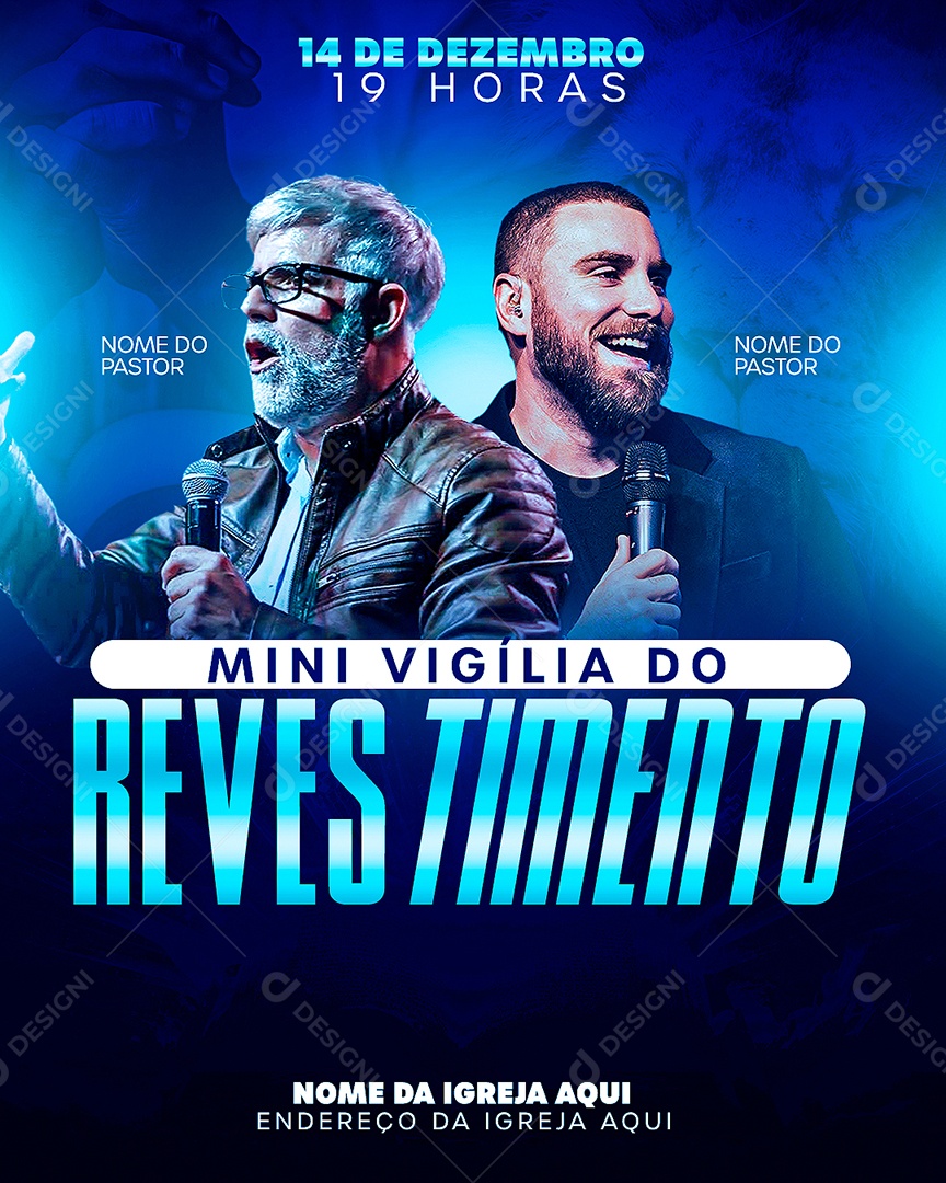 Flyer Gospel Mini Vigília do Revestimento Social Media PSD Editável
