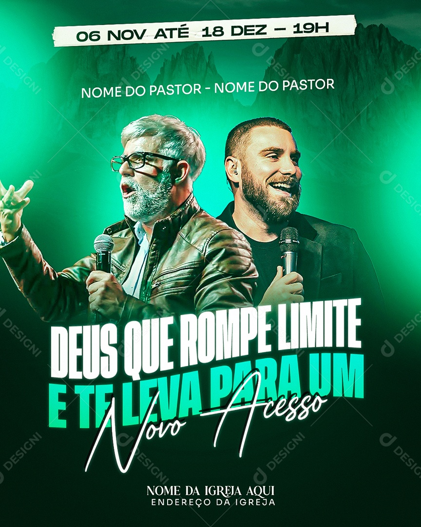 Flyer Gospel Deus Que Rompe Limite Social Media PSD Editável