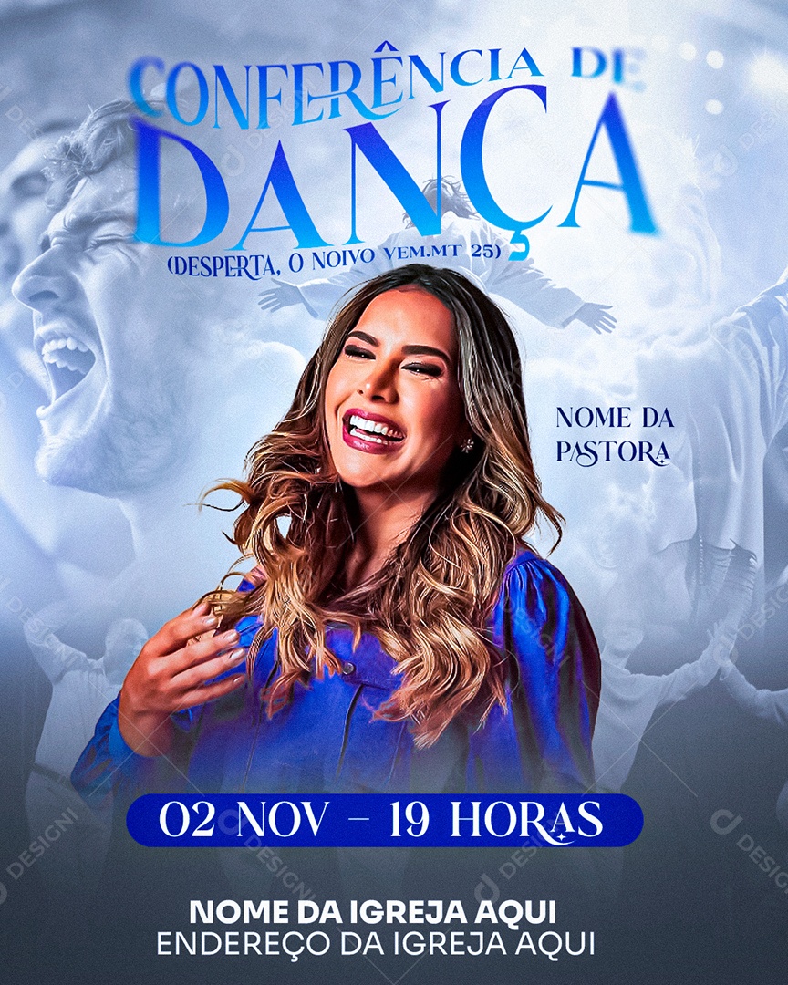 Flyer Gospel Conferência de Dança Social Media PSD Editável