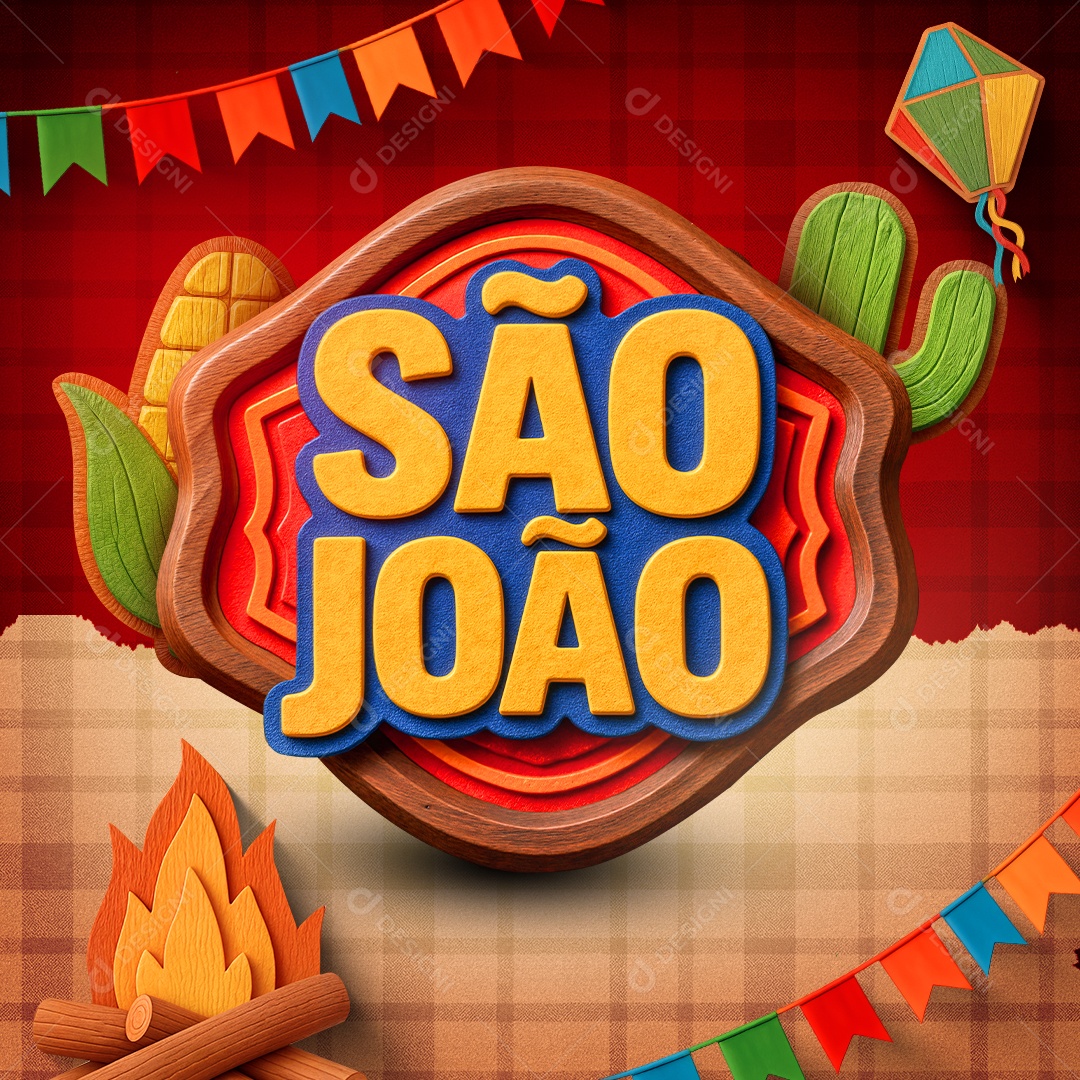 Selo 3D São João Para Composição PSD