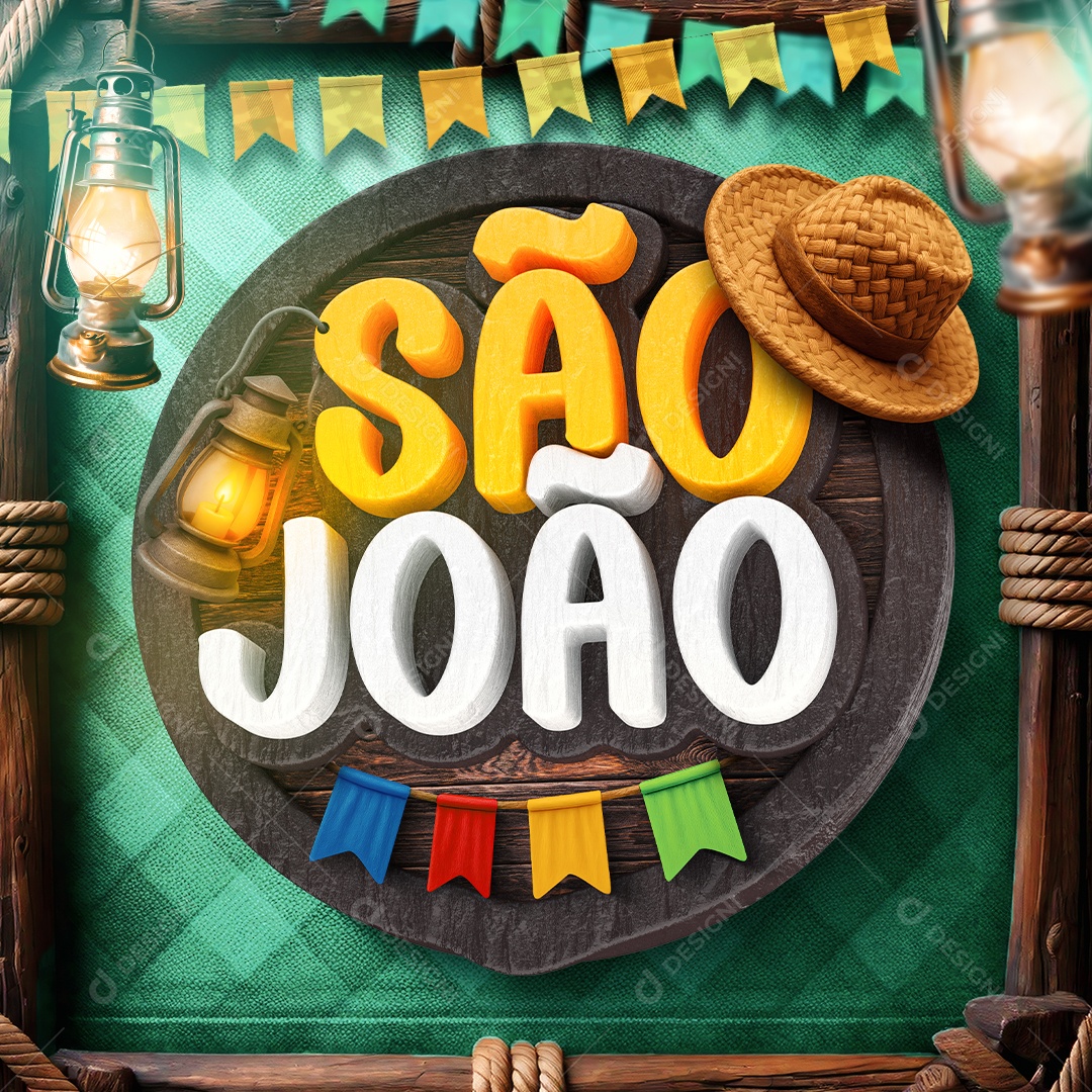 Selo 3D São João Para Composição PSD