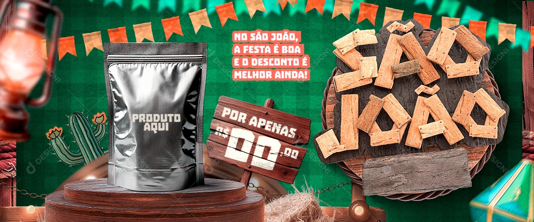 Banner Supermercado São João Desconto Social Media PSD Editável