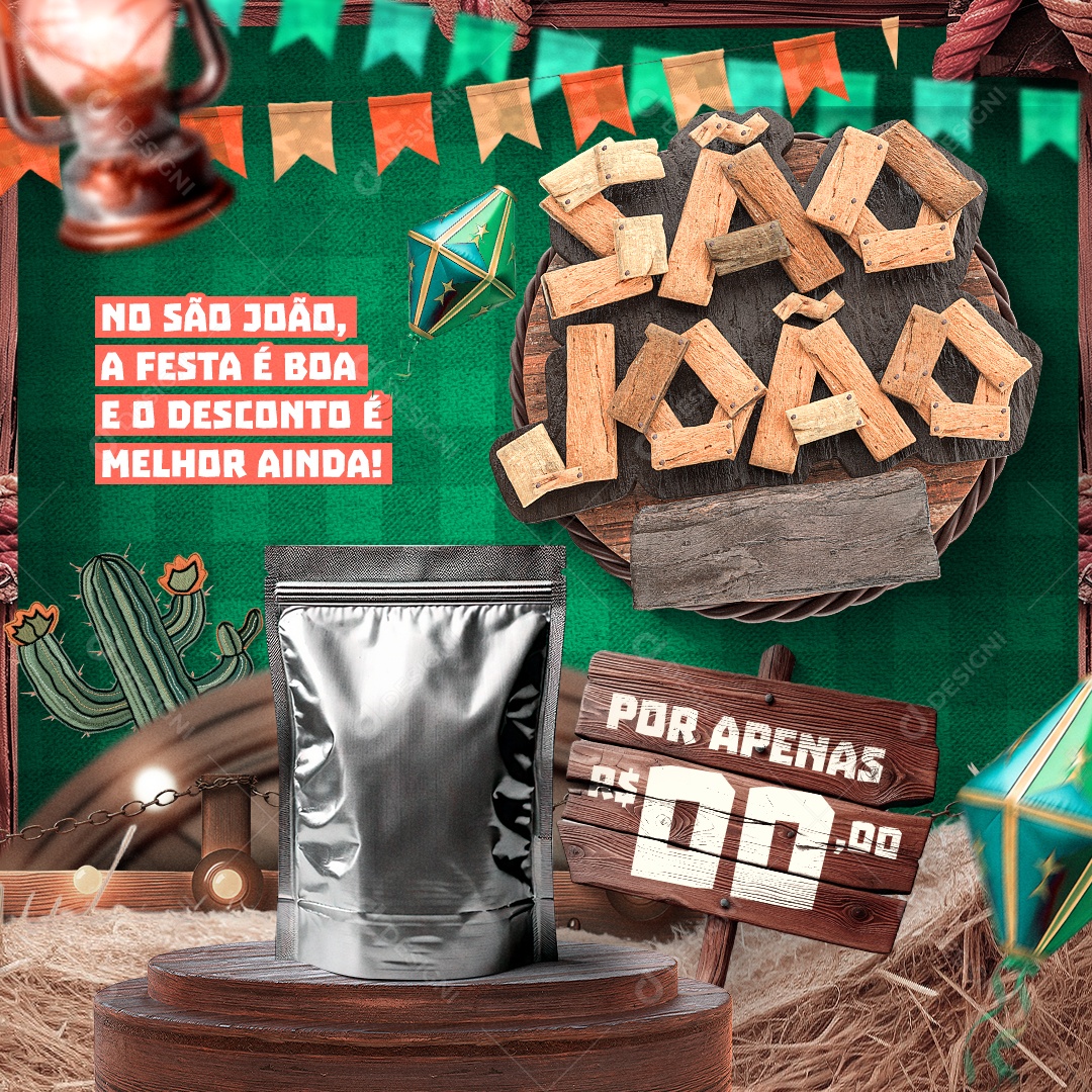 Supermercado São João Desconto Social Media PSD Editável