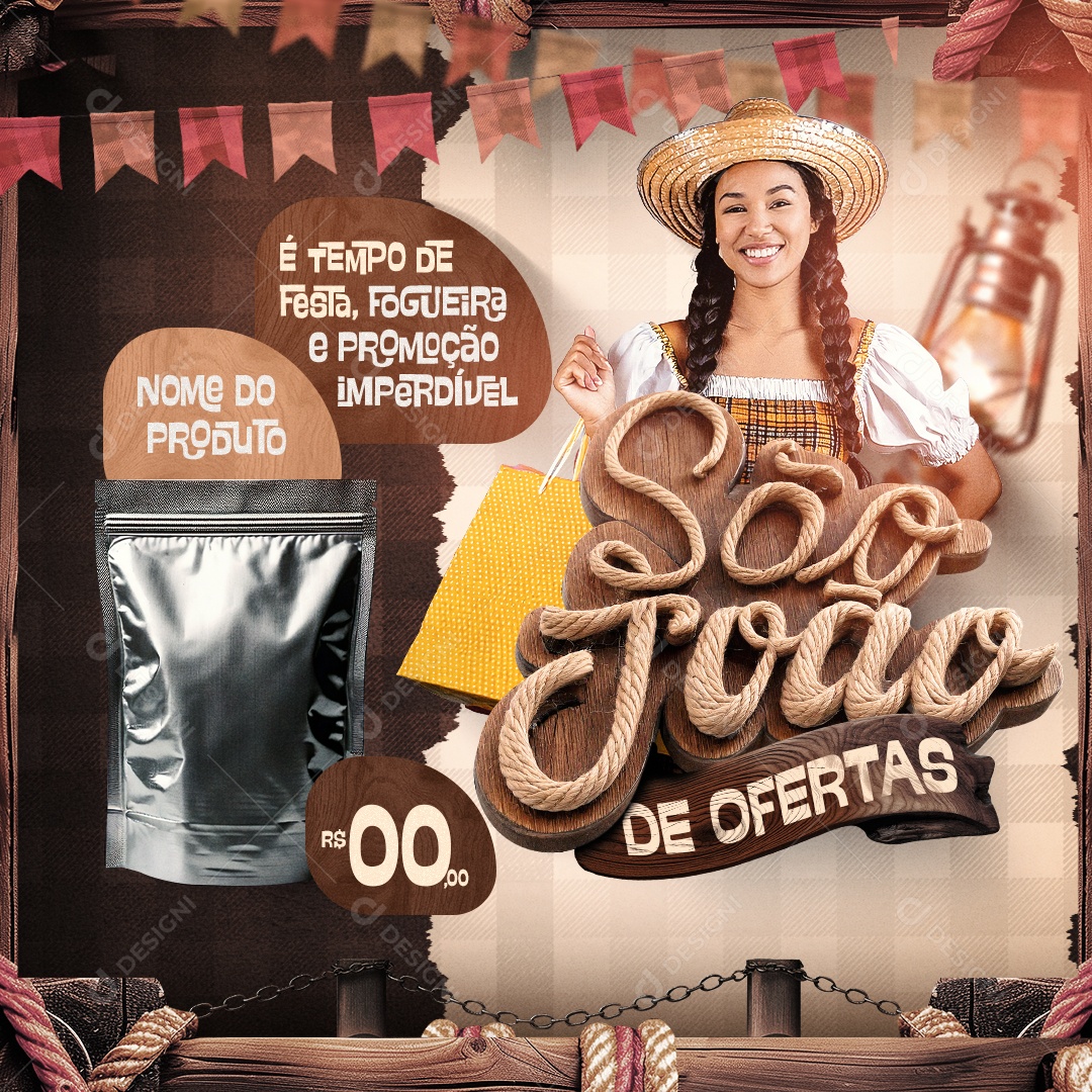 Supermercado São João de Ofertas Social Media PSD Editável