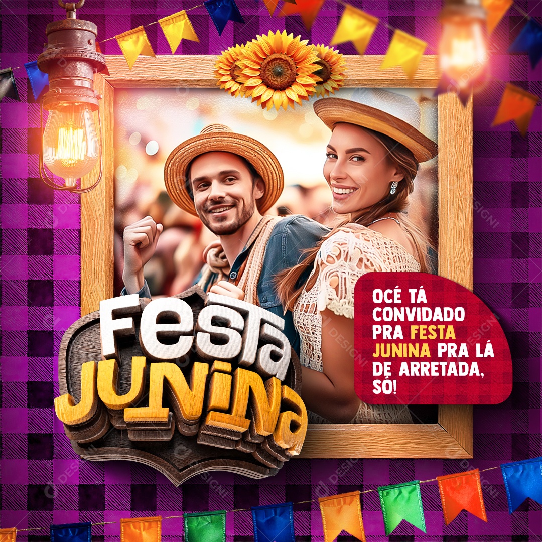 Festa Junina Convite Social Media PSD Editável