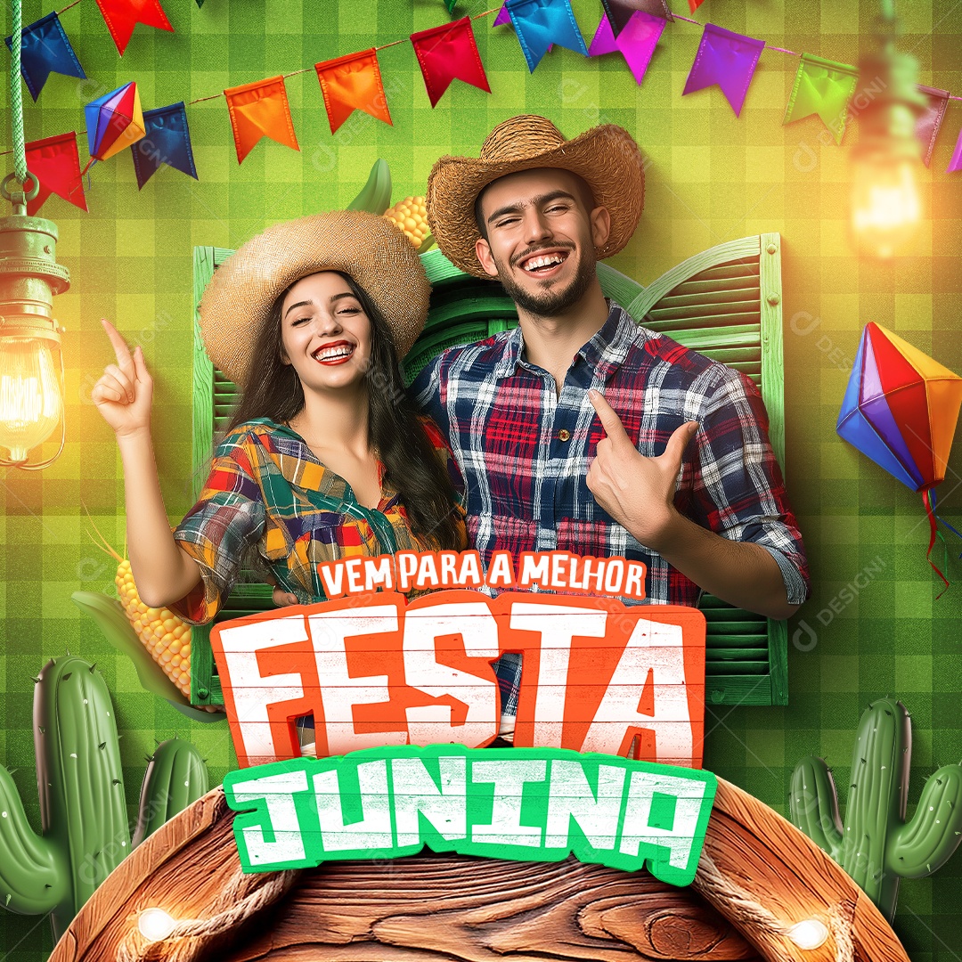 Festa Junina Convite Social Media PSD Editável