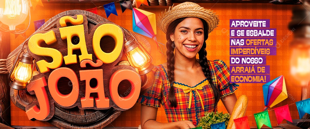 Banner São João Ofertas Social Media PSD Editável