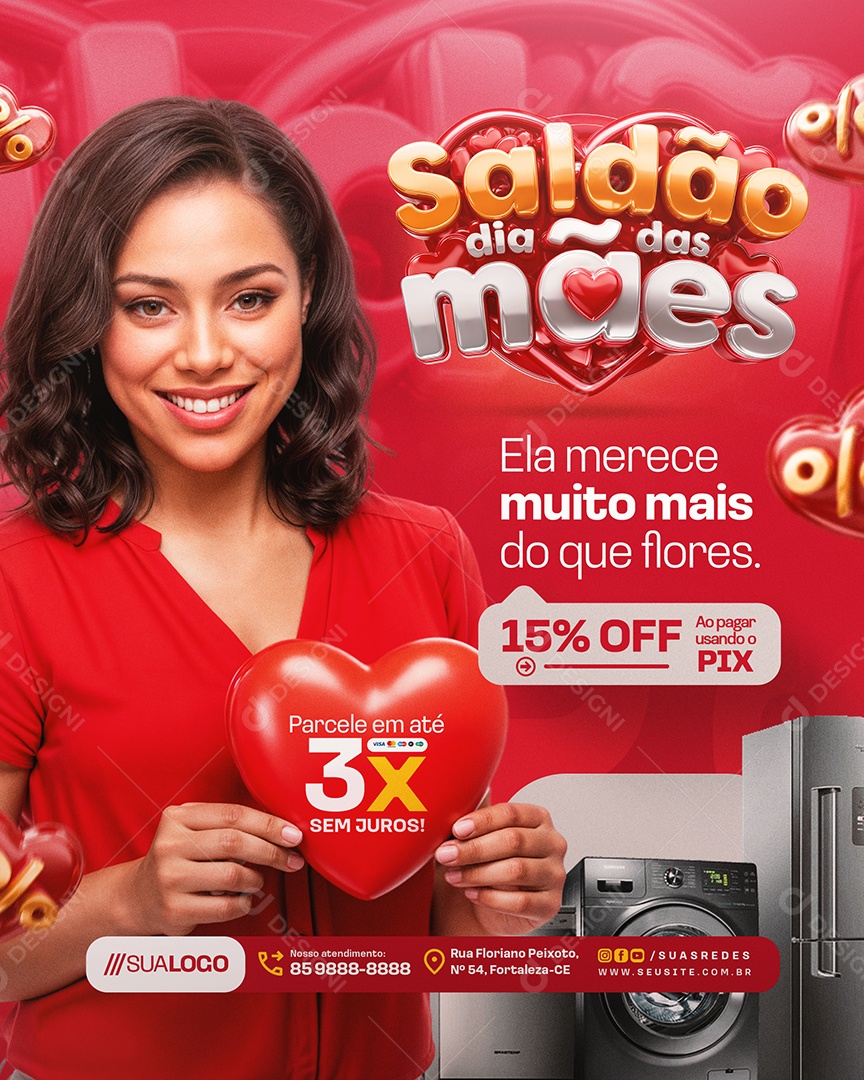 Saldão Dia das Mães Loja de Eletrodomésticos Ela Merece Muito Mais Social Media PSD Editável