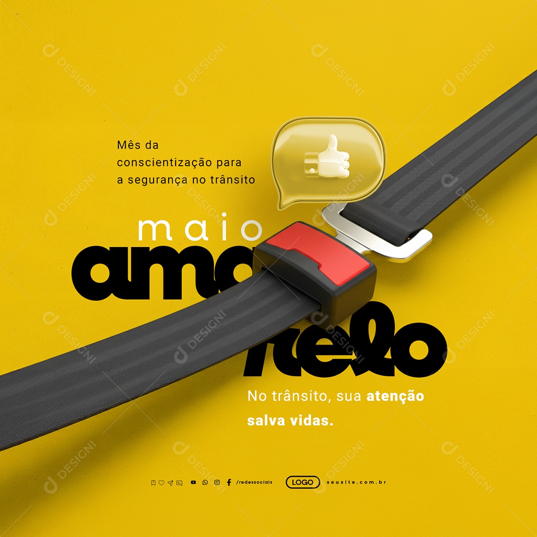Maio Amarelo Mês da Conscientização Para a Segurança no Trânsito Social Media PSD Editável