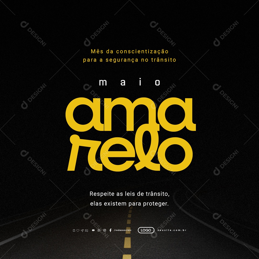 Maio Amarelo Respeite as Leis de Trânsito Social Media PSD Editável