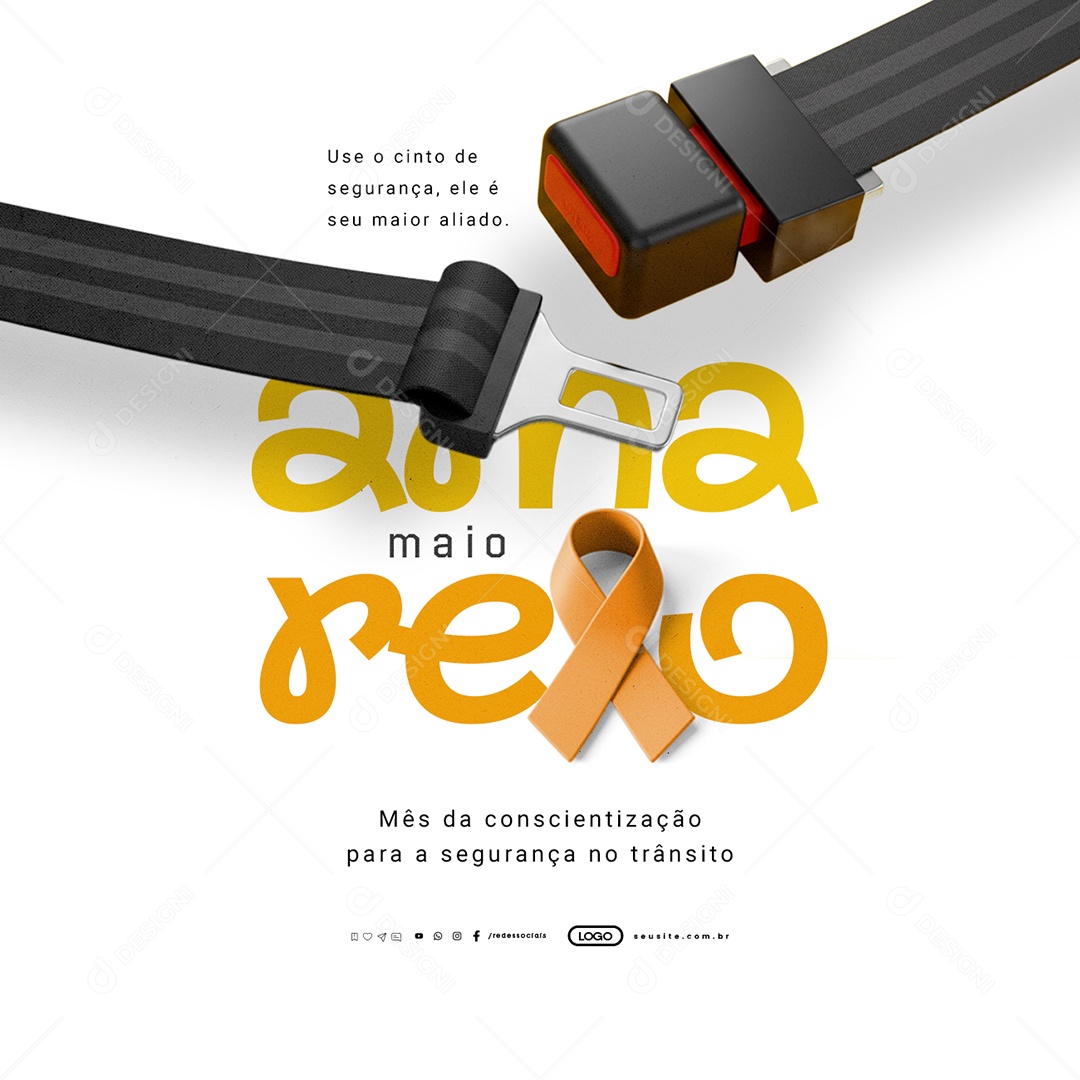 Maio Amarelo Use o Cinto de Segurança Social Media PSD Editável