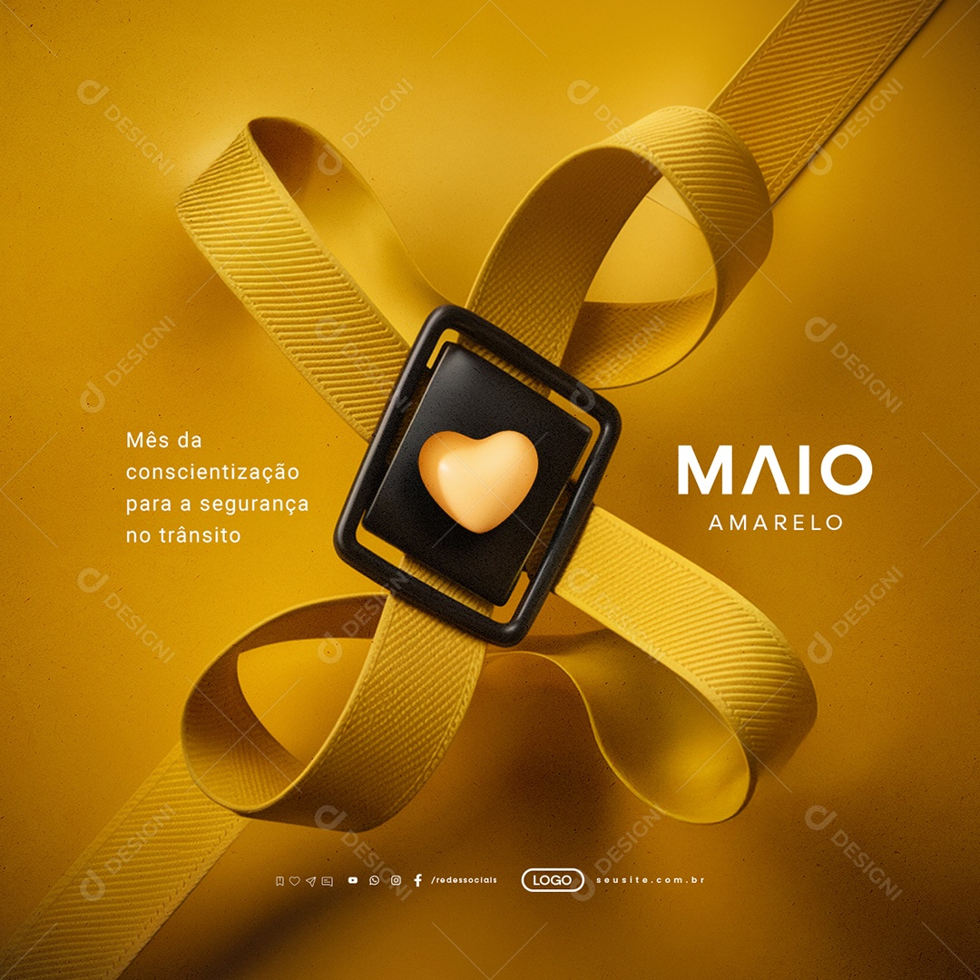 Maio Amarelo Mês da Conscientização Para a Segurança no Trânsito Social Media PSD Editável