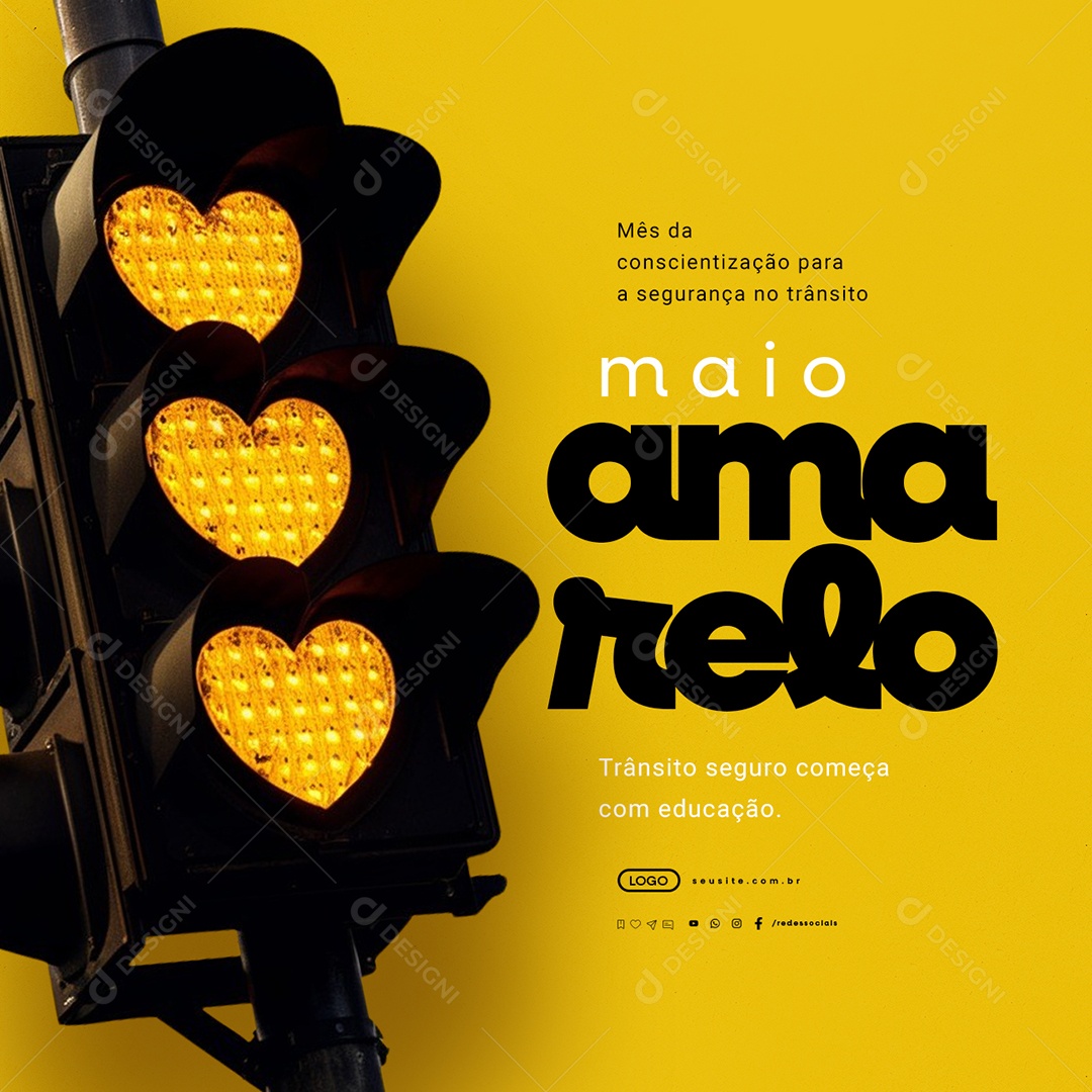 Maio Amarelo Trânsito Seguro Social Media PSD Editável