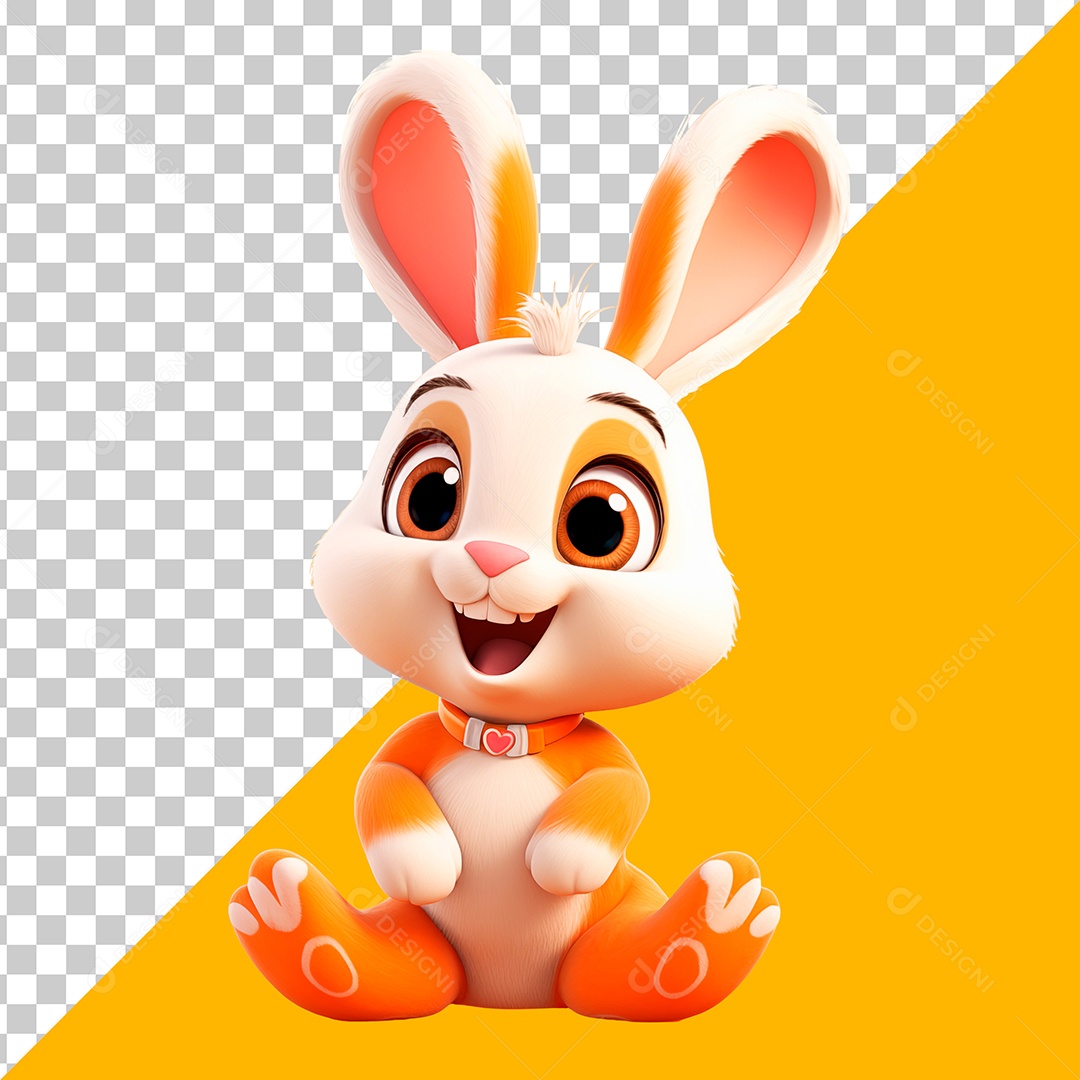 Coelhinho da Páscoa Fofo Feliz Elemento 3D PSD