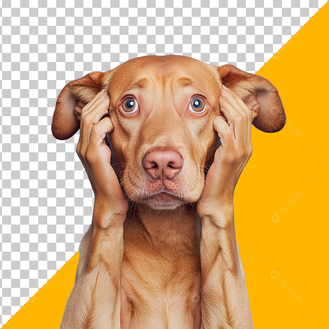 Cachorro Amarelo Com Medo Tapando os Ouvidos Elemento PSD