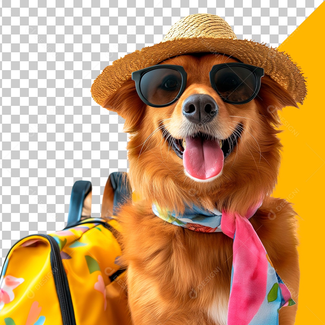 Cachorro Feliz Com Óculos e Malas de Viagem Elemento PSD