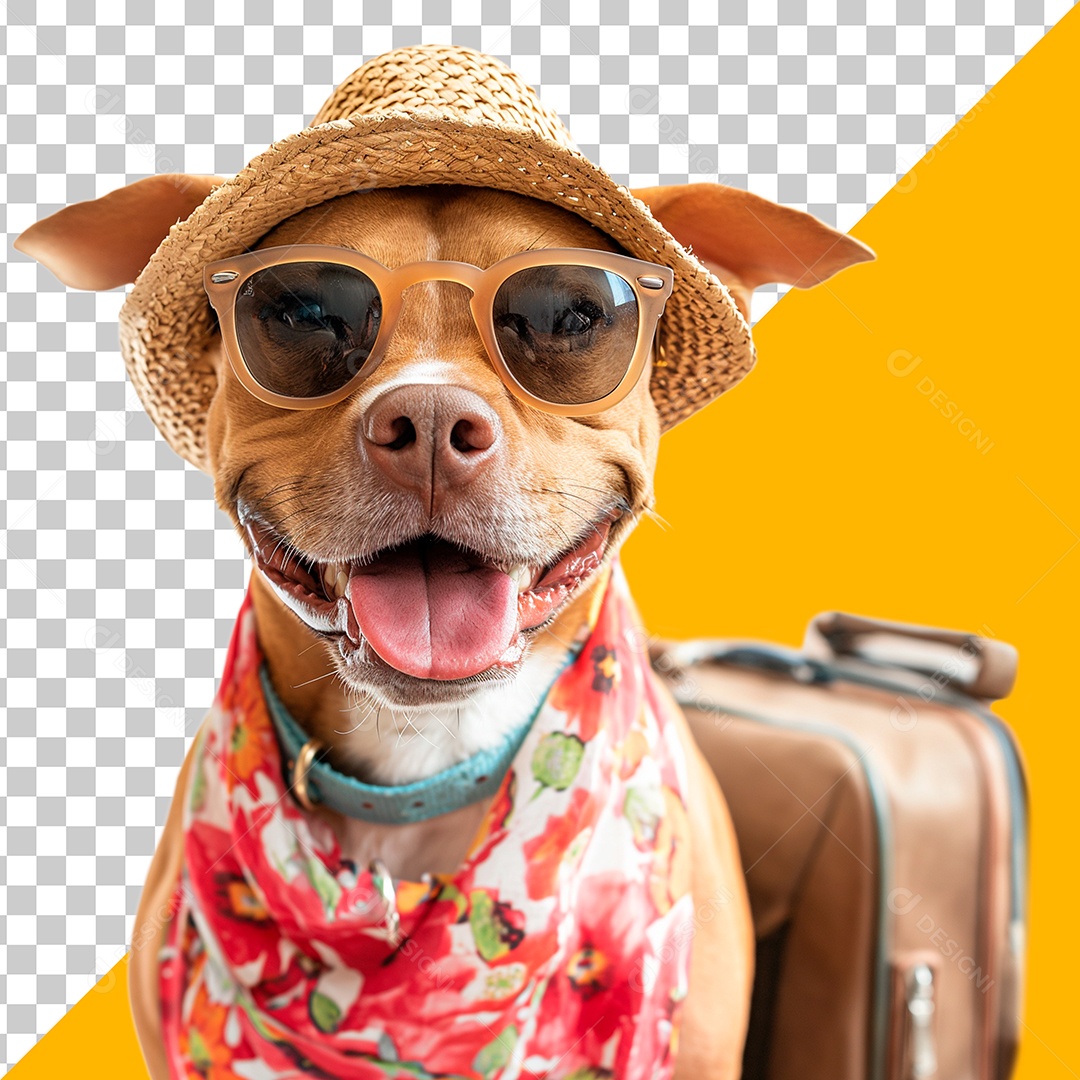 Cachorro Feliz Com Roupa de Praia Elemento PSD