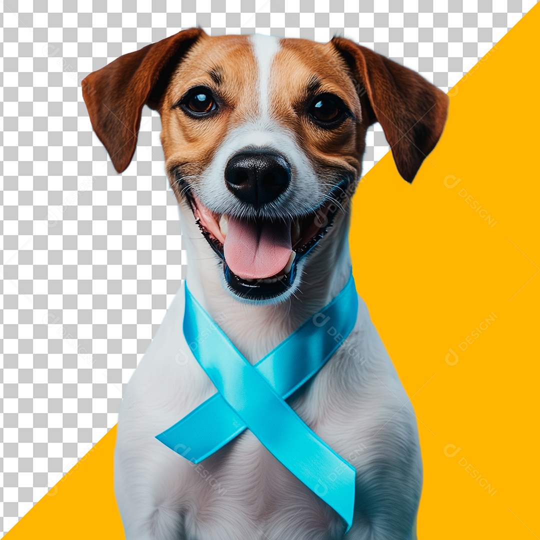 Cachorro Feliz Com Um Laço do Novembro Azul Elemento PSD