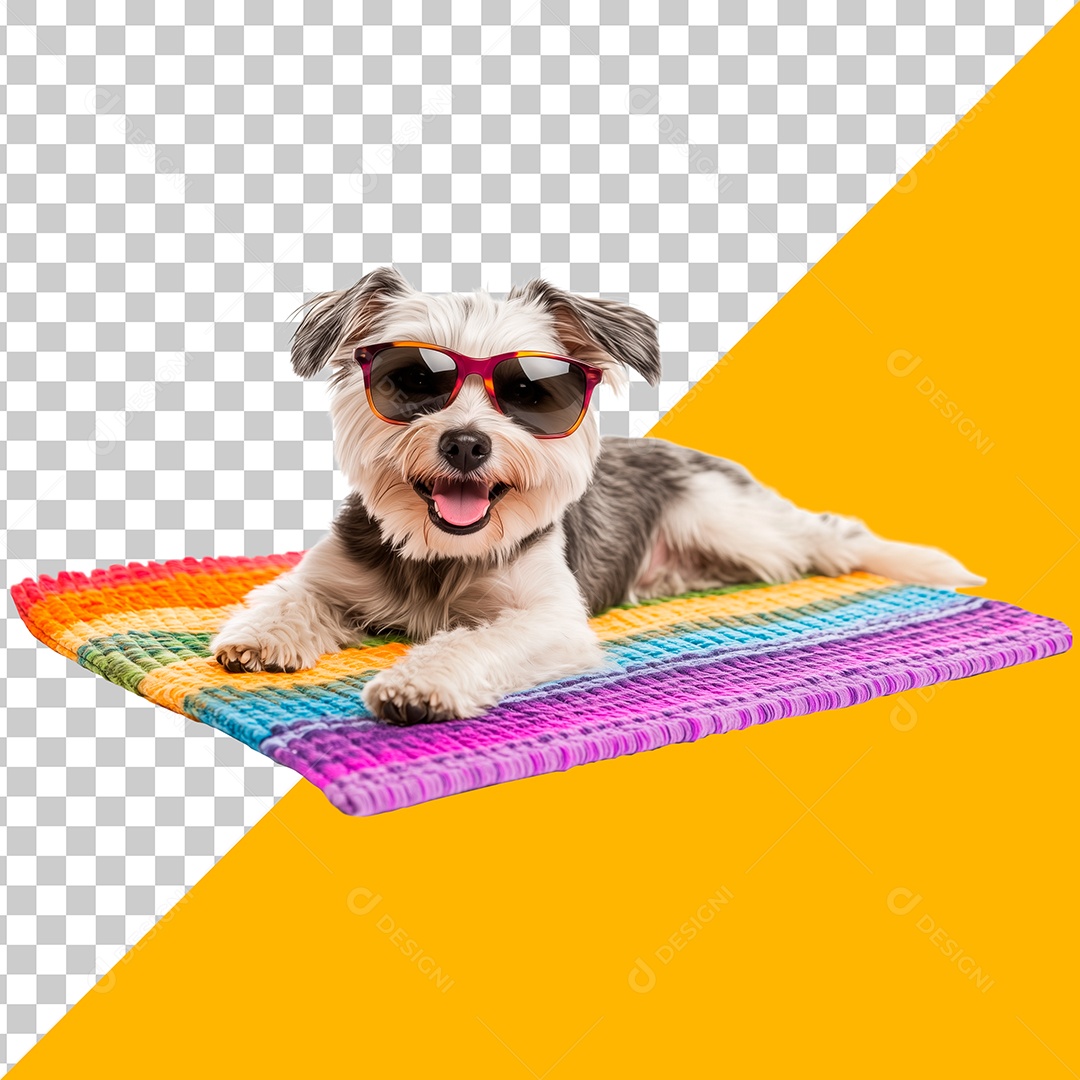 Cachorro Feliz de Férias Deitado no Tapete Elemento PSD