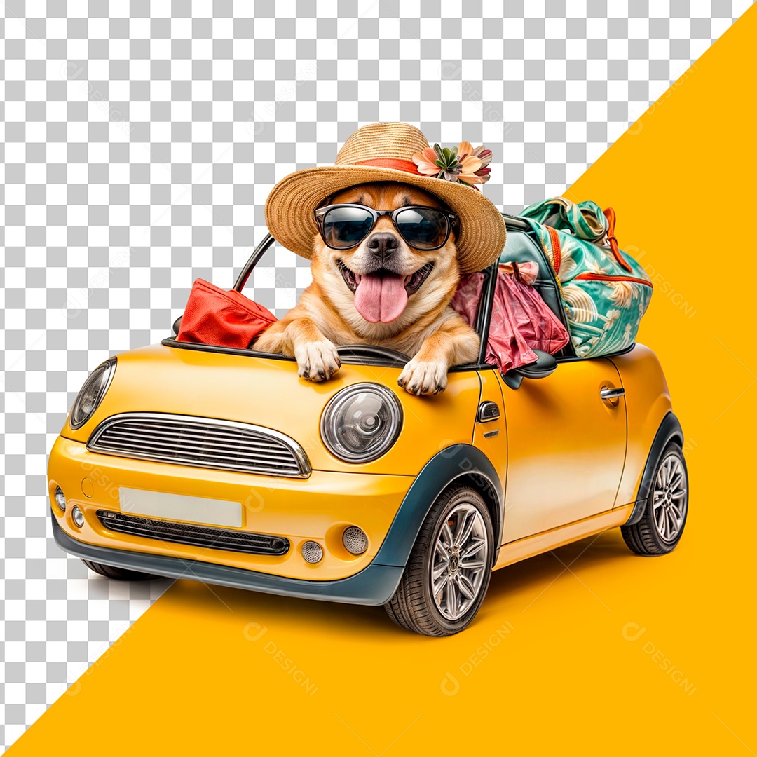 Cachorro Feliz Dentro de Carro Elemento PSD