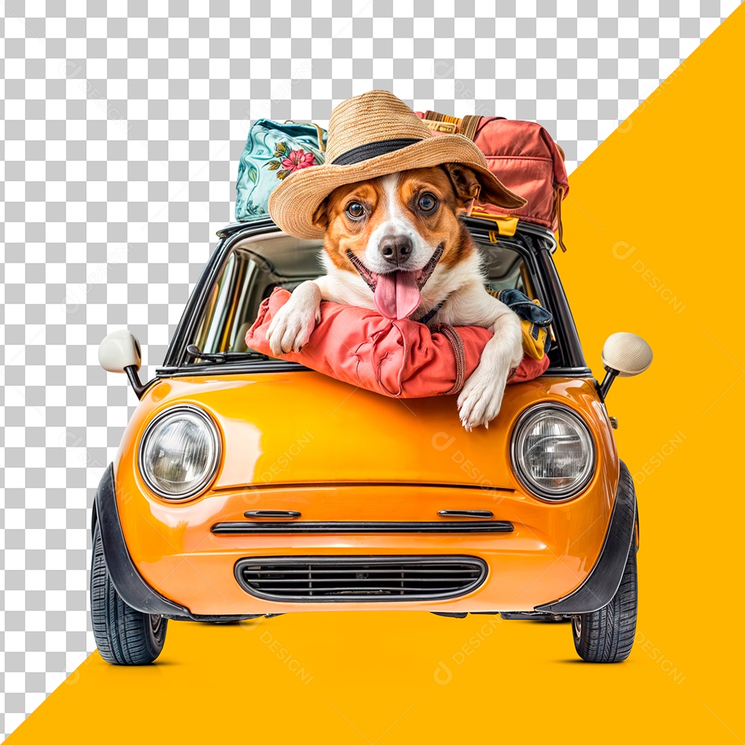 Cachorro Feliz Dentro de Um Carro Elemento PSD