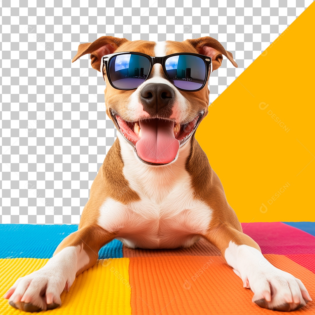 Cachorro Feliz na Praia Usando Óculos Elemento PSD