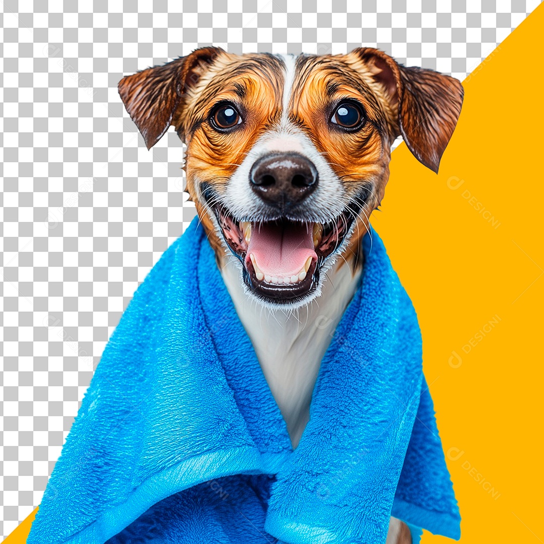 Cachorro Pós Banho Com Tolha Azul Elemento PSD