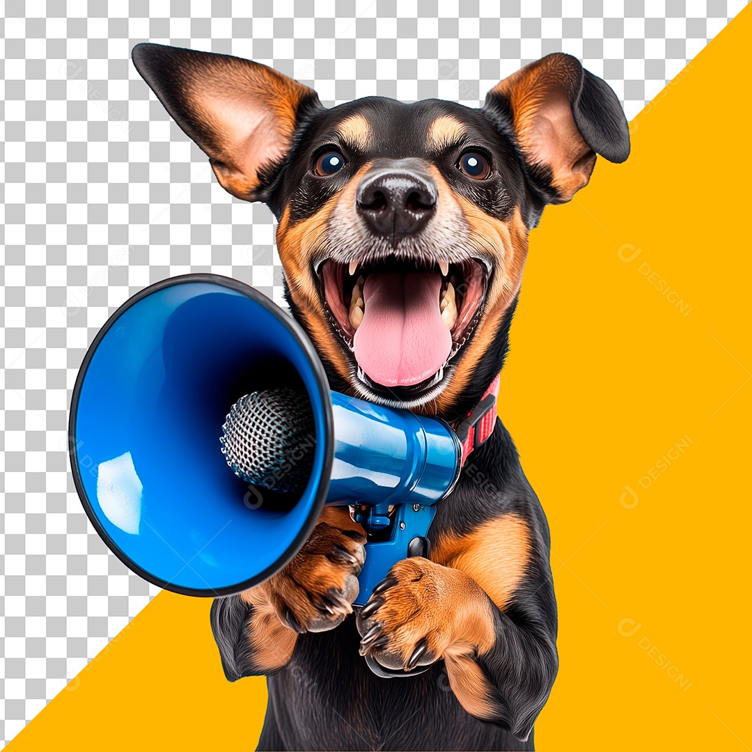 Cachorro Preto Segundo Um Megafone Azul Elemento PSD