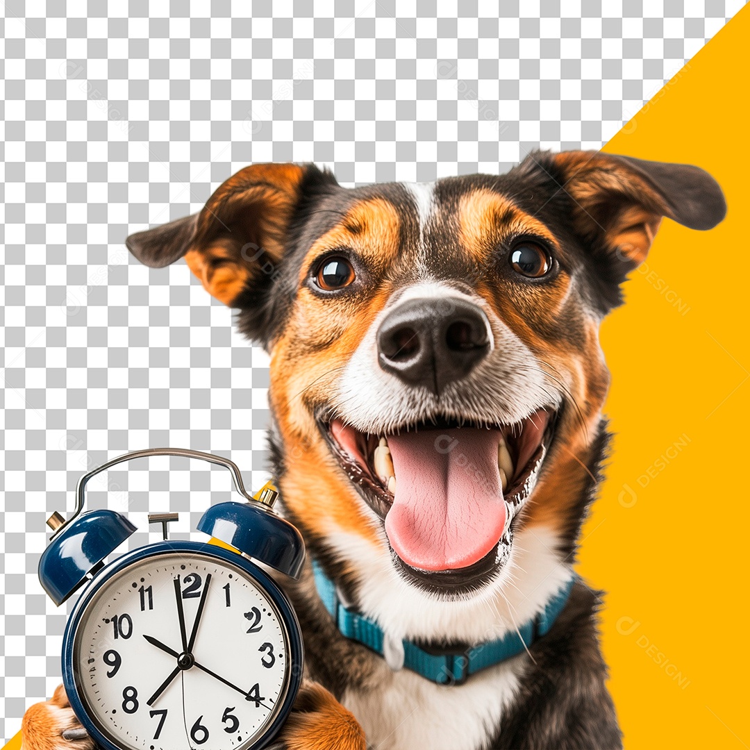 Cachorro Segurando Um Relógio Alarme Elemento PSD