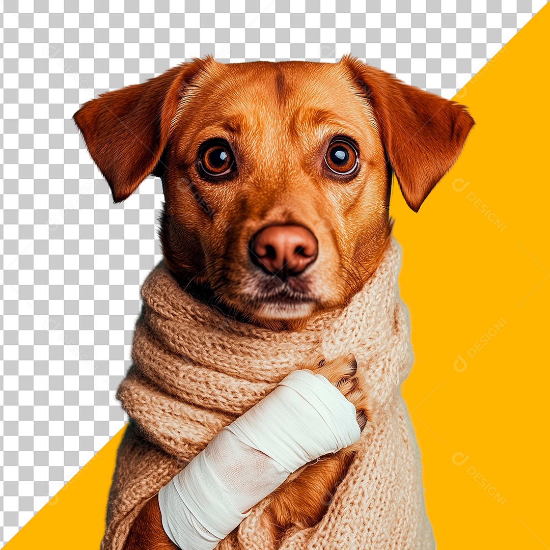 Cachorro Triste Com a Pata Machucada Elemento PSD