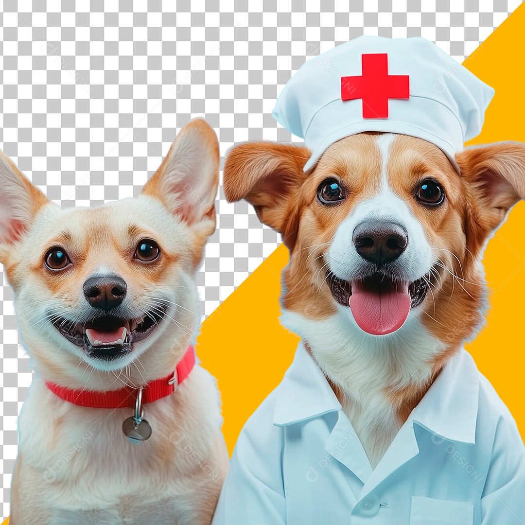 Cães Vestidos de Veterinários Elemento PSD