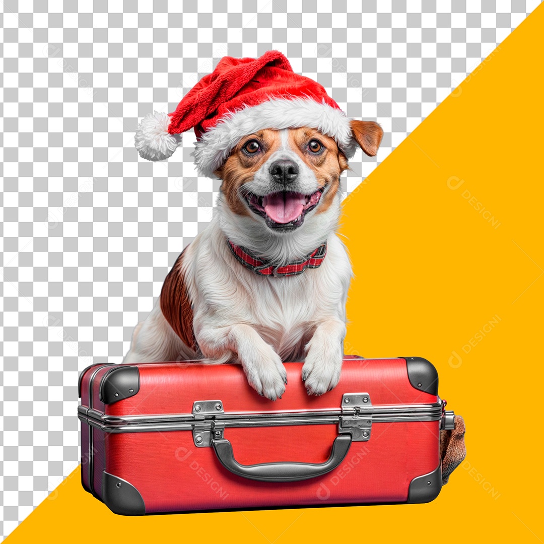 Cachorro Com Touca de Natal Pronto para Às Férias PSD
