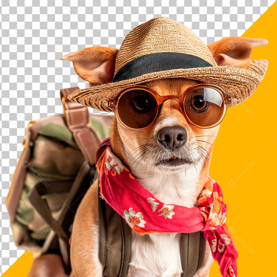 Cachorro Vestido de Turista Elemento PSD