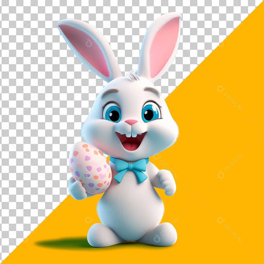 Coelhinho da Páscoa 3D Feliz Elemento PSD