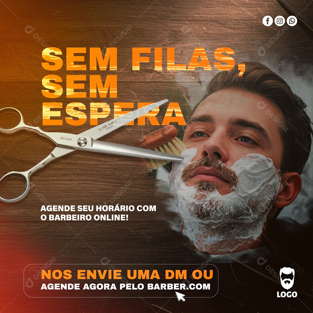 Post Social Media Barbearia Template PSD Editável