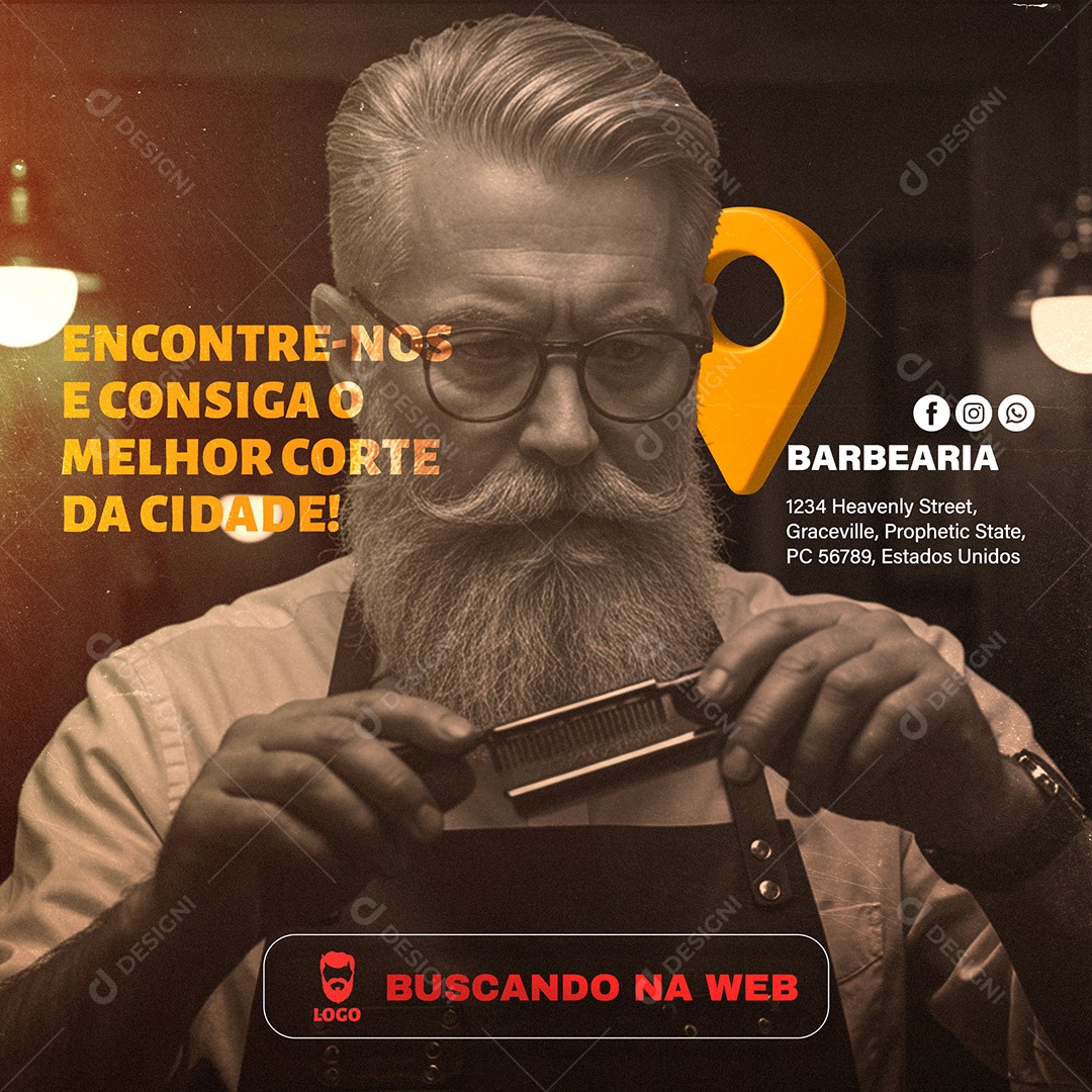 Post Social Media Barbearia Template PSD Editável