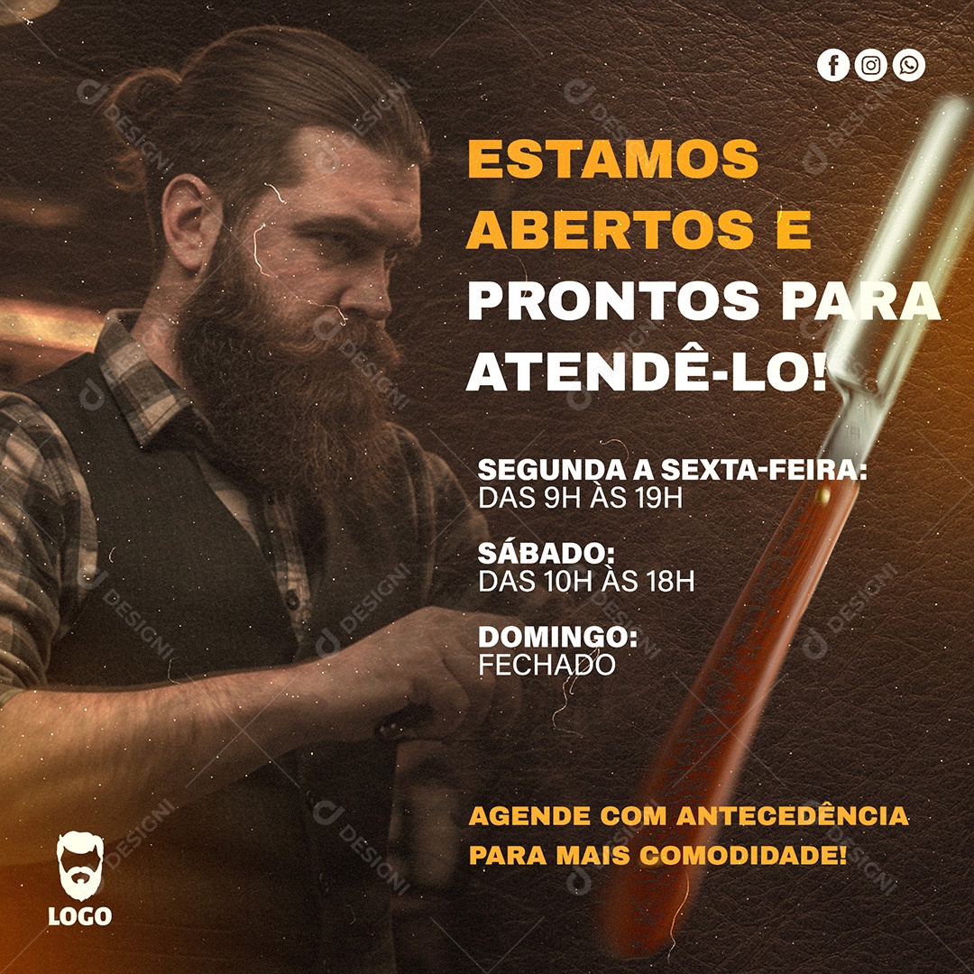 Post Social Media Barbearia Template PSD Editável