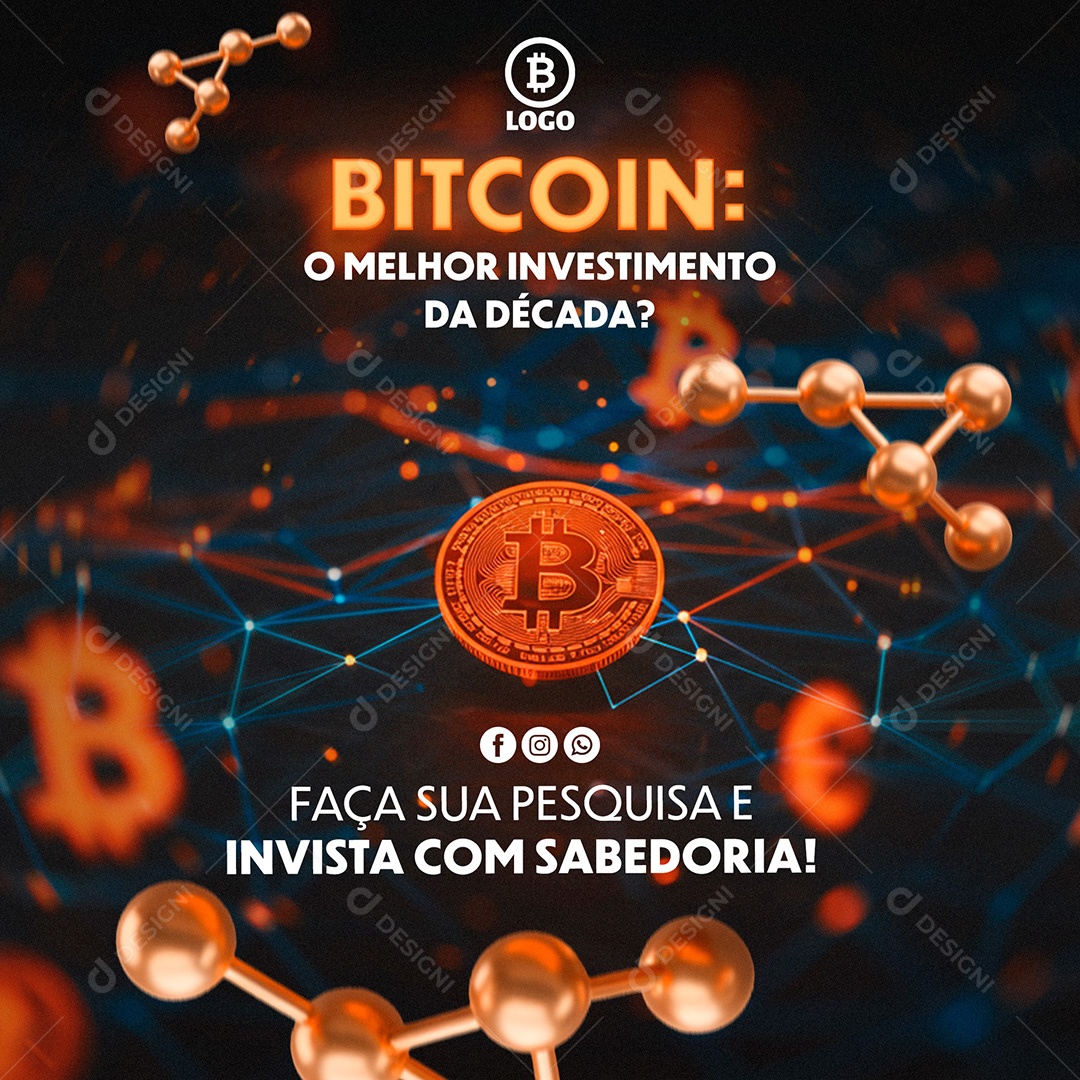 Post Social Media Bitcoin Template PSD Editável