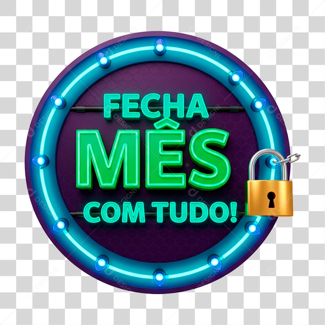 Selo 3D Fecha Mês com Tudo PNG Transparente
