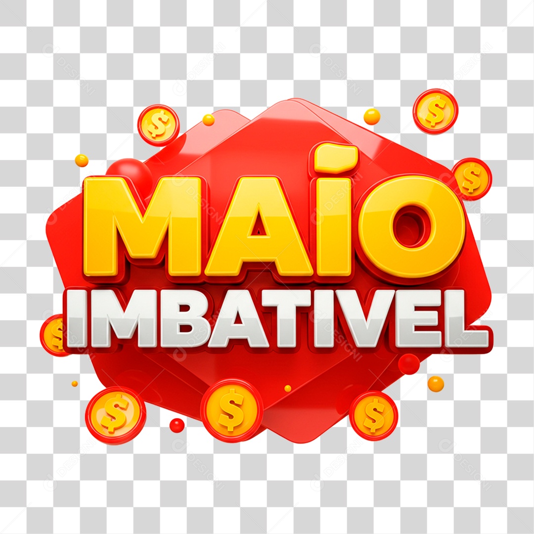 Selo 3D Fecha Maio Imbatível PNG Transparente