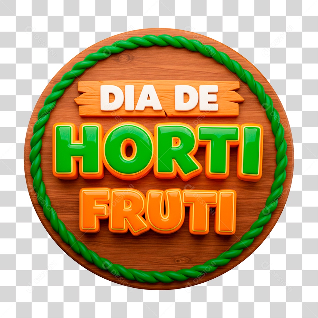 Selo 3D Dia de Hortifrúti PNG Transparente