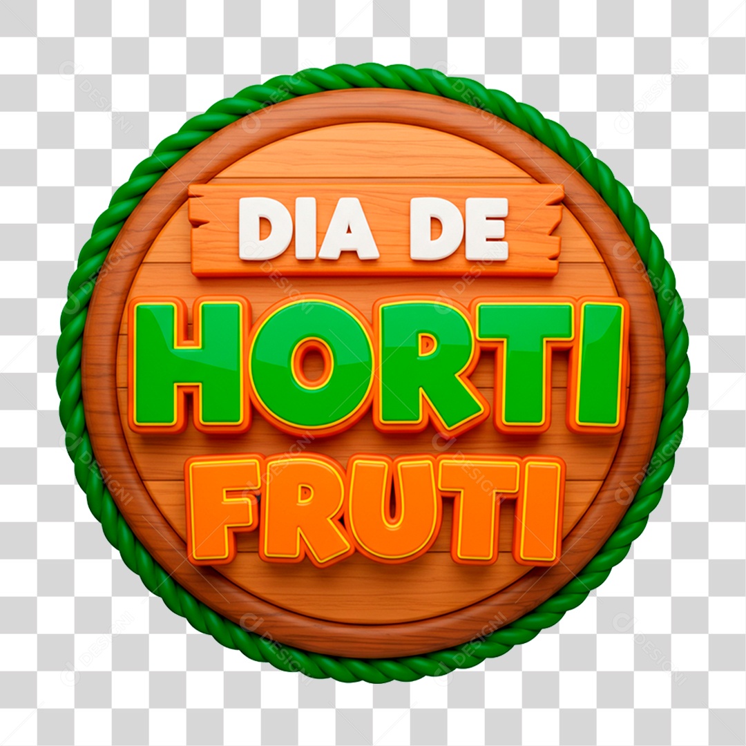 Selo 3D Dia de Hortifrúti PNG Transparente
