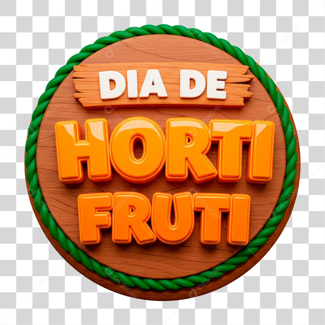 Selo 3D Dia de Hortifrúti PNG Transparente