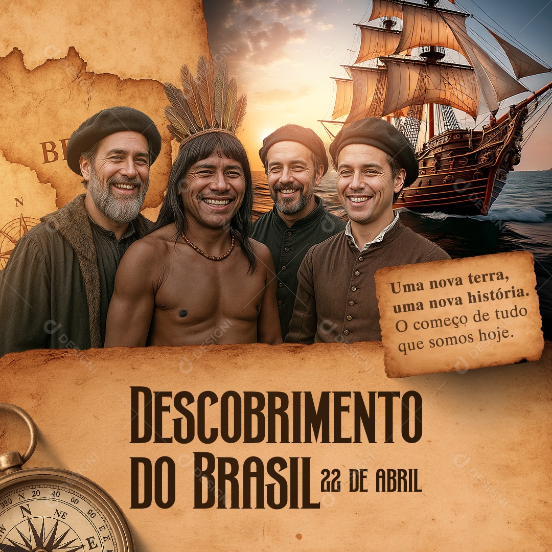 Dia do Descobrimento do Brasil 22 de Abril Social Media PSD Editável