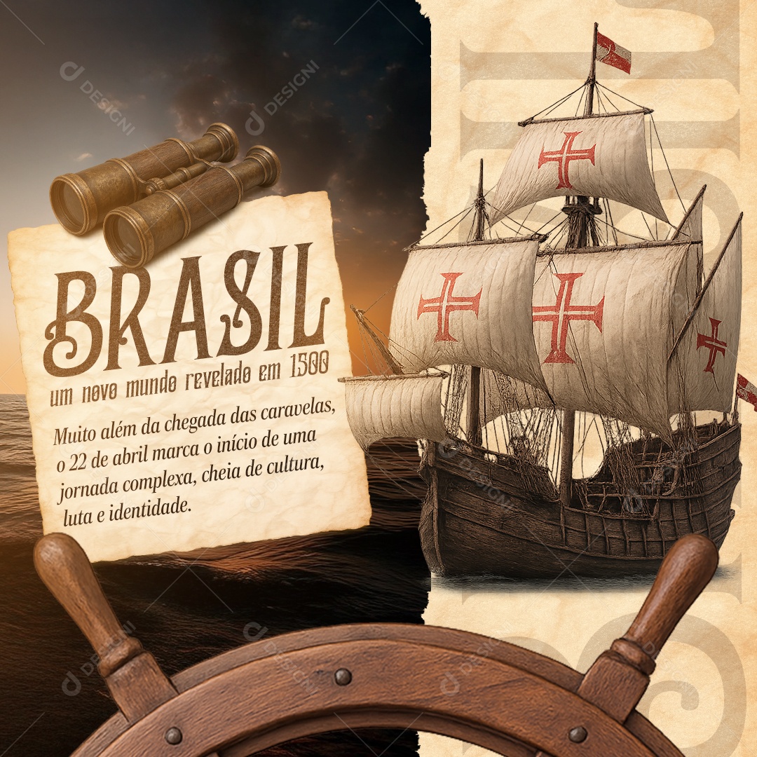 Dia do Descobrimento do Brasil 22 de Abril Social Media PSD Editável